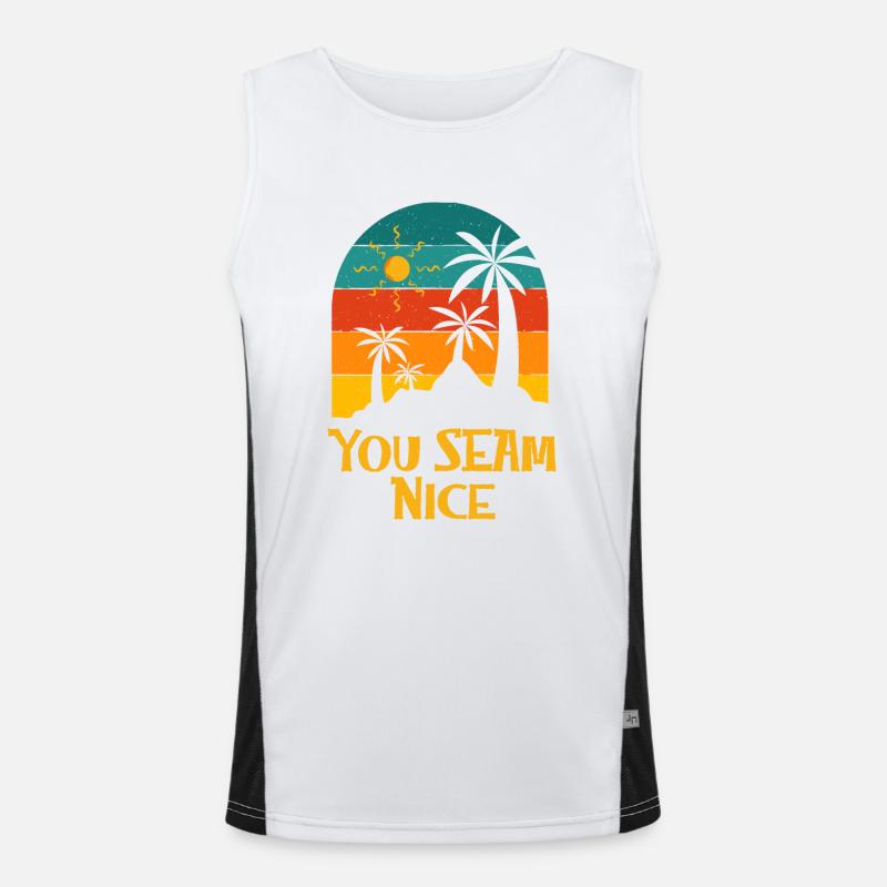 You Seam Nice Beach Funny Ocean Humor Sarcastic Men's Functional Contrast Tank Top 