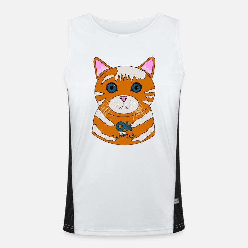 Erstaunte Katze Ok Wow Funktionelles Kontrast-Tank Top für Männer 