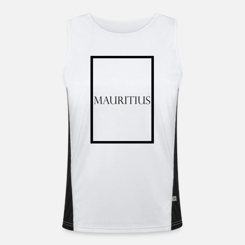 Mauritius, schlichter Statement Schriftzug, Funktionelles Kontrast-Tank Top für Männer 