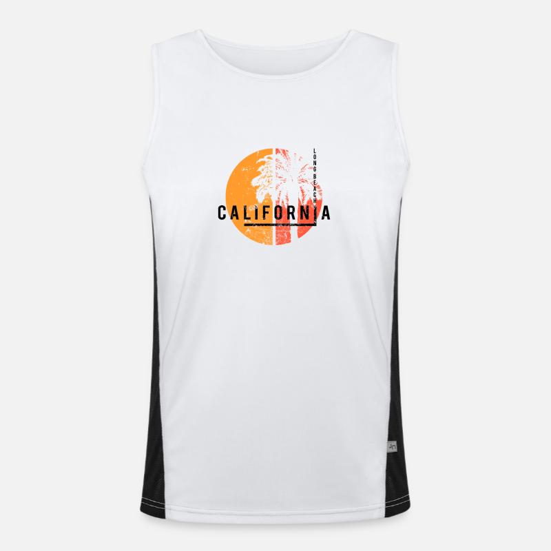 Long Beach California Cool Native Palm Tree Men's Functional Contrast Tank Top 