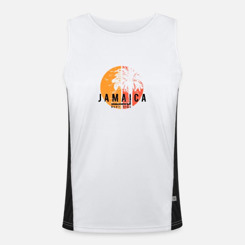 Artistic Ocho Rios Jamaica Cool Palm Tree Men's Functional Contrast Tank Top 