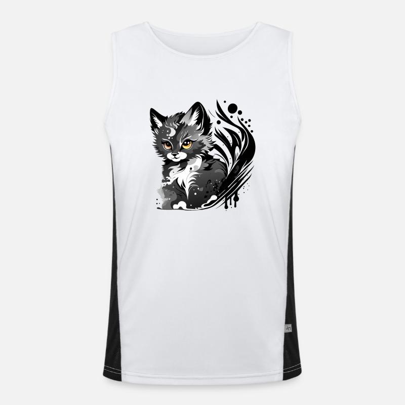 freches Kätzchen Funktionelles Kontrast-Tank Top für Männer 