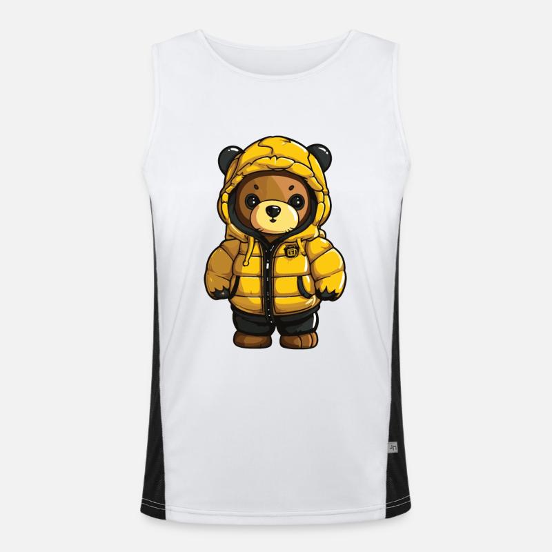 Bear Winter Comic - Men's Functional Contrast Tank Top  - white/black