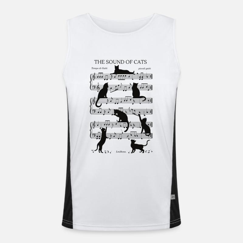 Musical Cats Notes Black Men's Functional Contrast Tank Top 