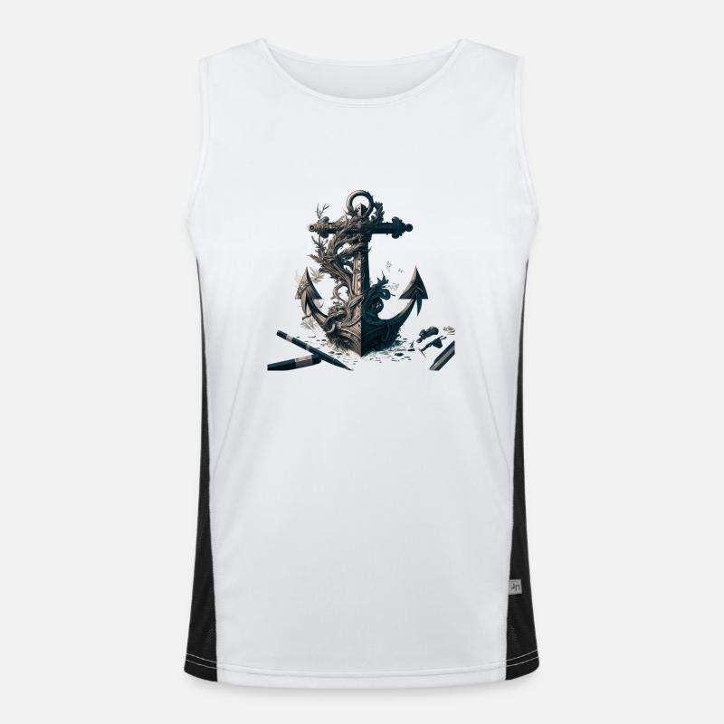 Cool, ancre maritime dans le look de navire Débardeur respirant contrasté Homme 