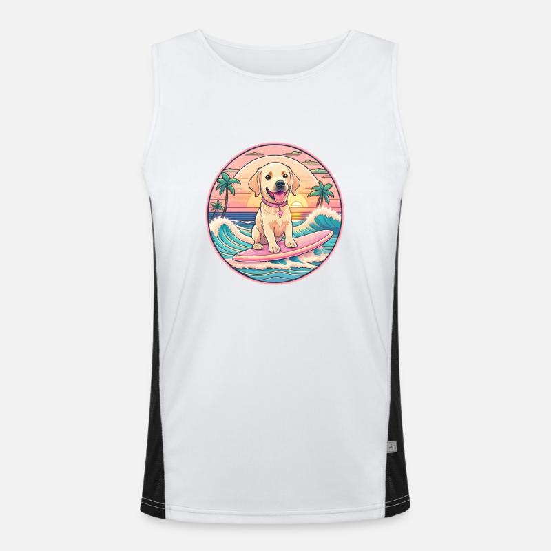 Labrador Retriever Surfer Funktionelles Kontrast-Tank Top für Männer 