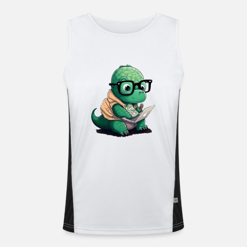 Süßer Dino der Programmiert Funktionelles Kontrast-Tank Top für Männer 