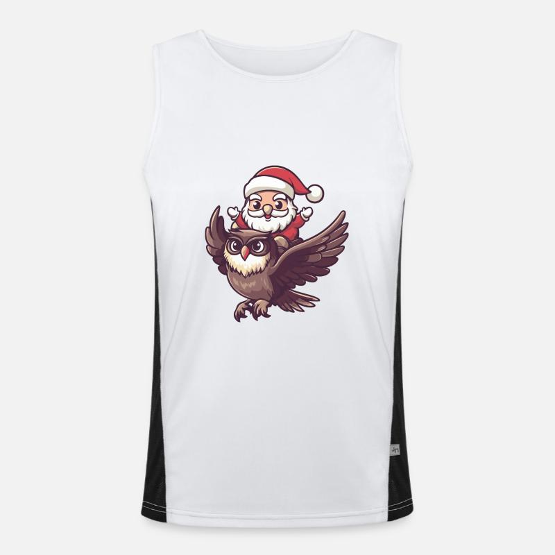Eule Weihnachtsmann Funktionelles Kontrast-Tank Top für Männer 