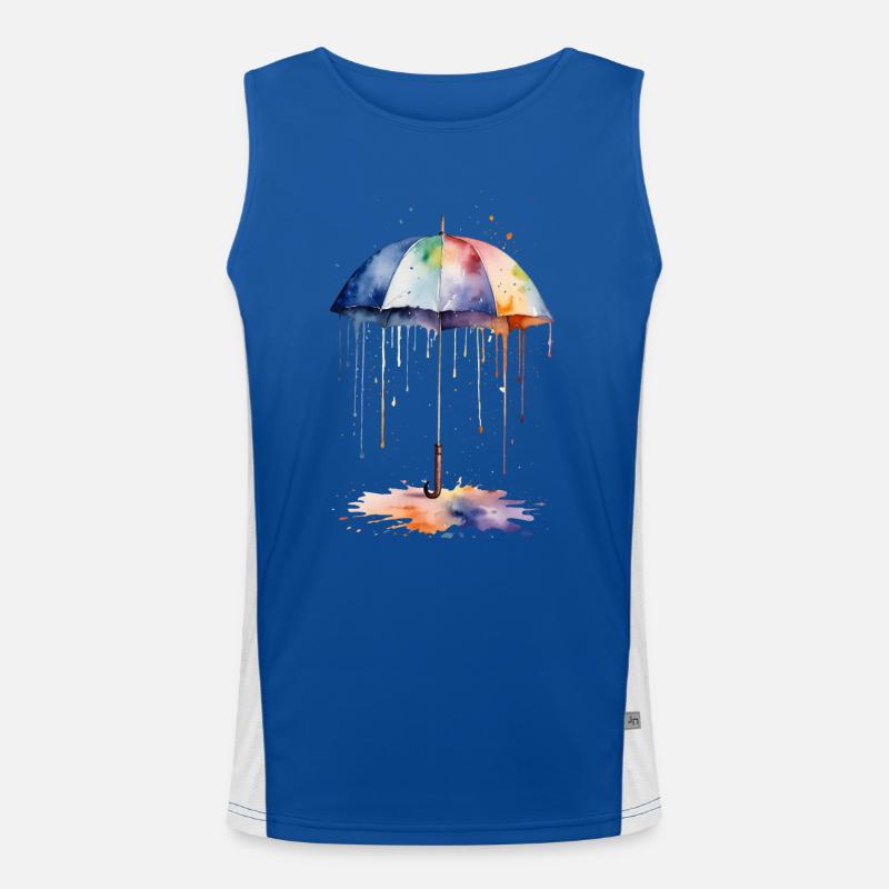 Aquarell Regenschirm blüht mit Farbe Funktionelles Kontrast-Tank Top für Männer 