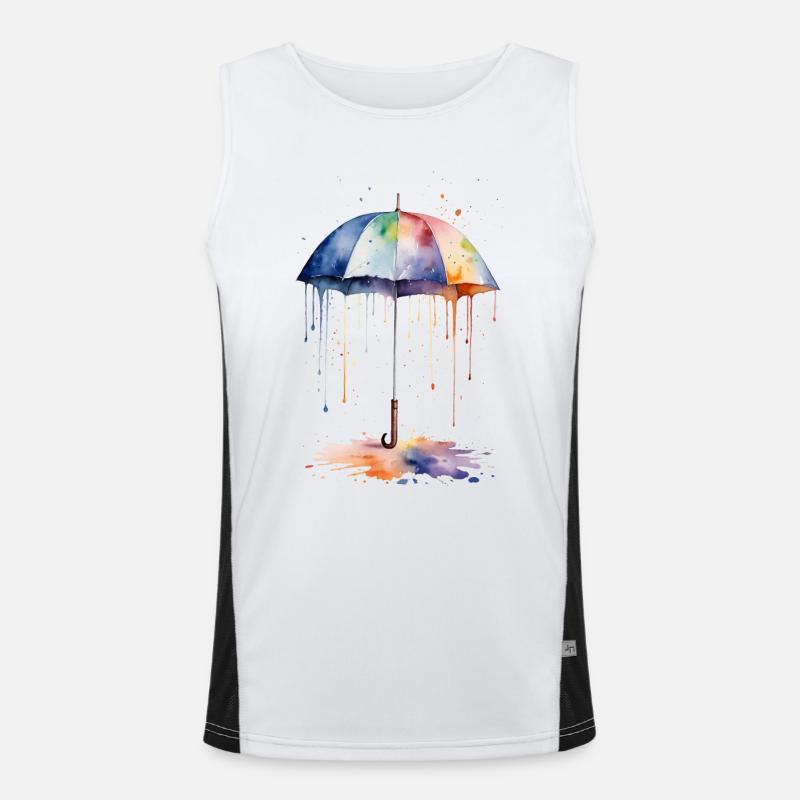 Parapluie aquarelle fleurit avec de la couleur Débardeur respirant contrasté Homme 