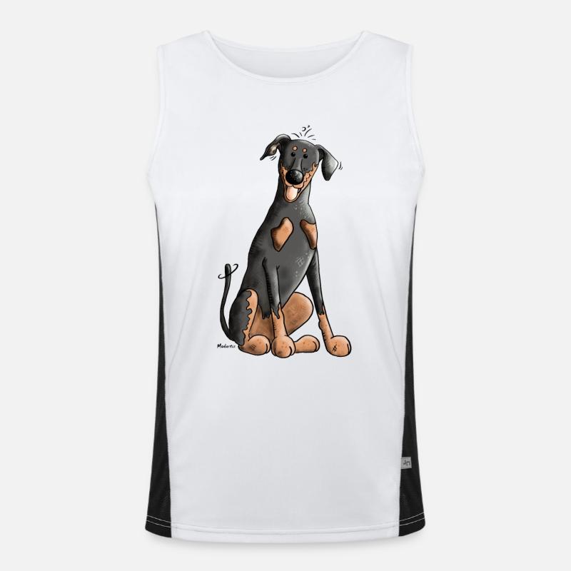 Drolliger Dobermann Funktionelles Kontrast-Tank Top für Männer 