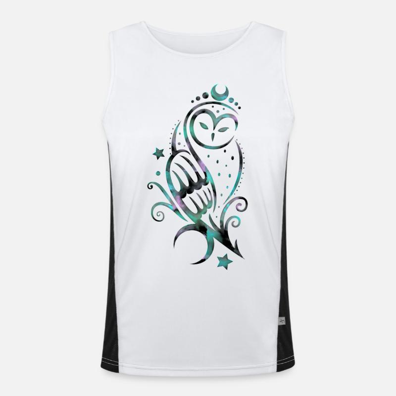 Eule Schneeeule Watercolor Funktionelles Kontrast-Tank Top für Männer 
