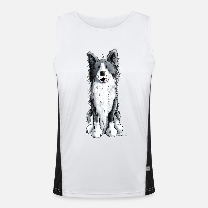 Fröhlicher Border Collie Funktionelles Kontrast-Tank Top für Männer 