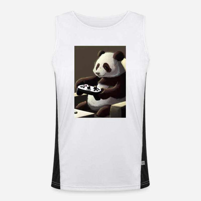 Panda mit Controller Funktionelles Kontrast-Tank Top für Männer 