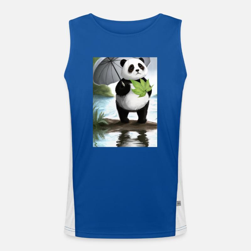 Panda mit Blattschirm Funktionelles Kontrast-Tank Top für Männer 