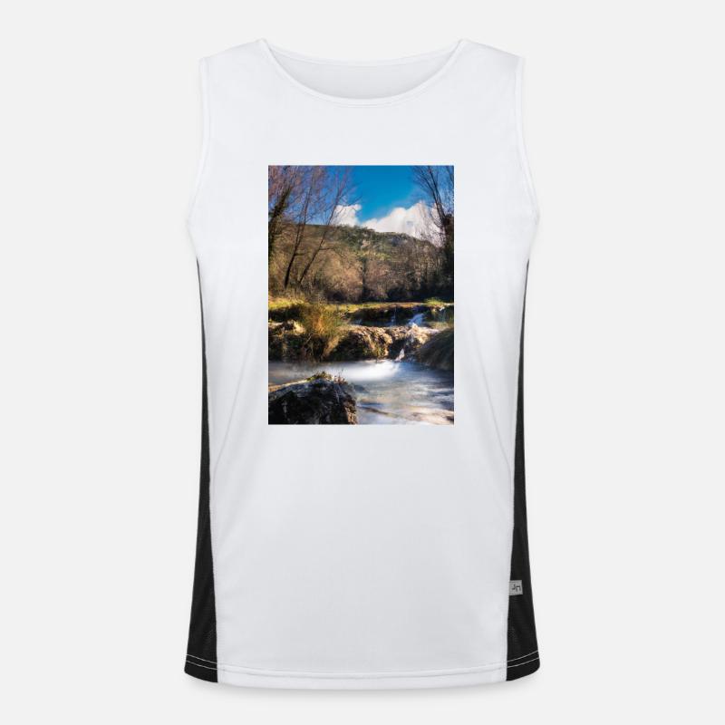 Forest River Wasserfall Funktionelles Kontrast-Tank Top für Männer 