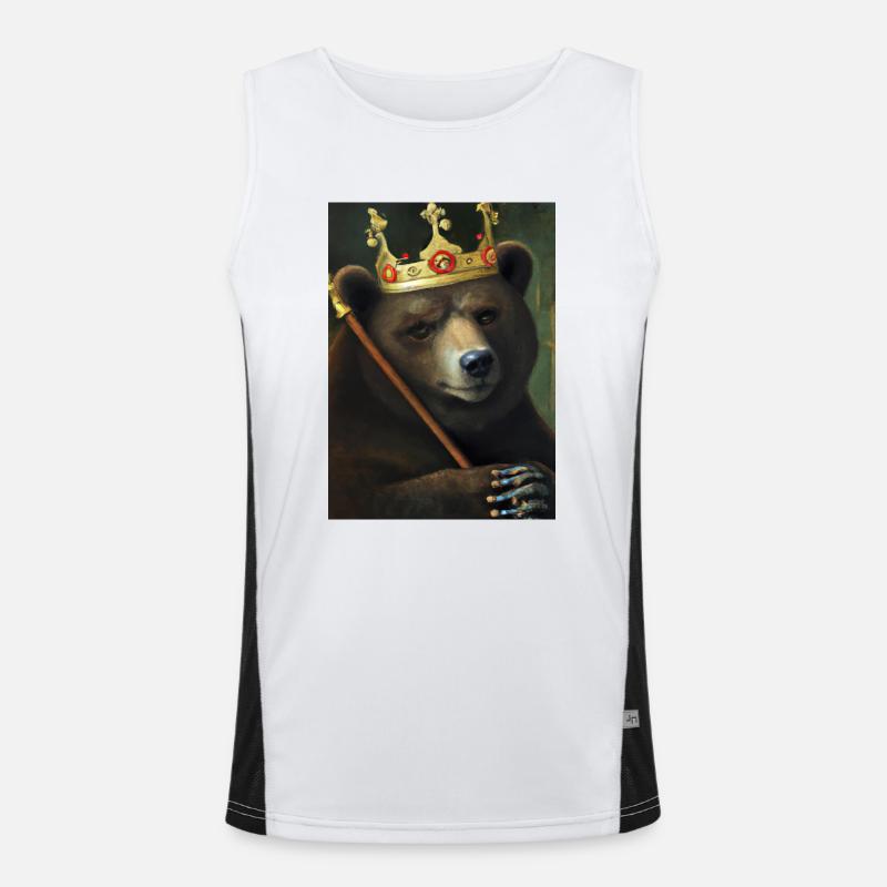Bär mit Krone Funktionelles Kontrast-Tank Top für Männer 