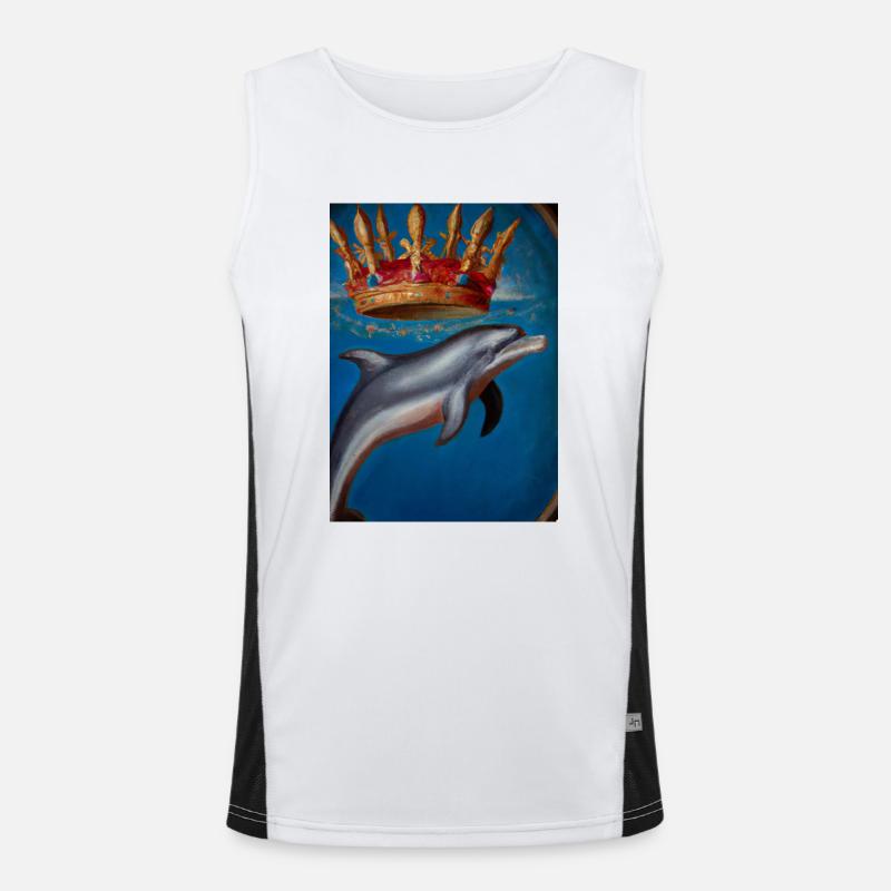 Delfin mit Krone Funktionelles Kontrast-Tank Top für Männer 