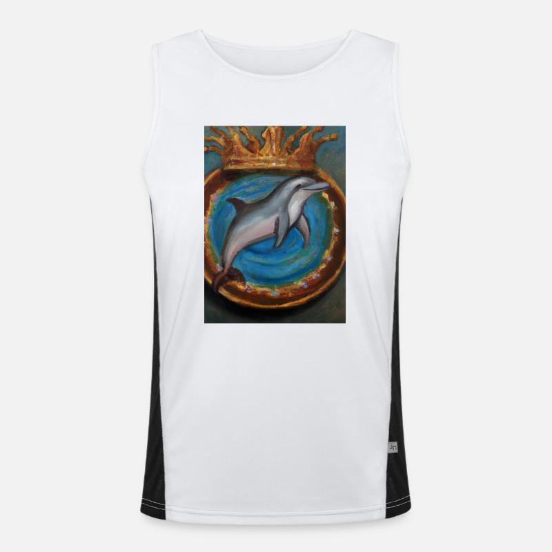 Delfin mit Krone Funktionelles Kontrast-Tank Top für Männer 