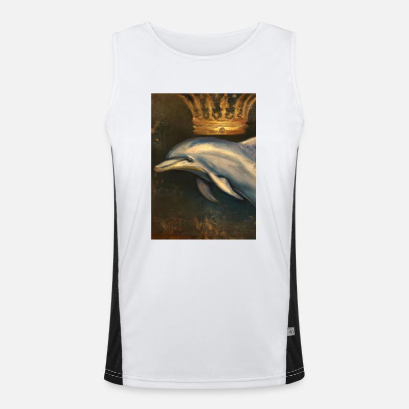 Delfin mit Krone Funktionelles Kontrast-Tank Top für Männer 