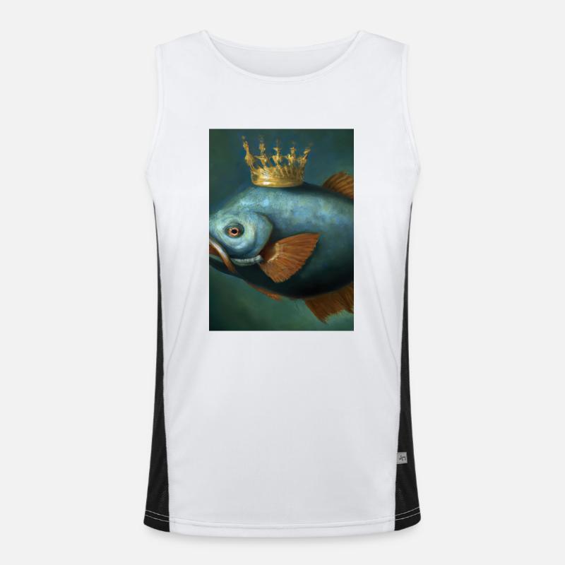 Fisch mit Krone Funktionelles Kontrast-Tank Top für Männer 