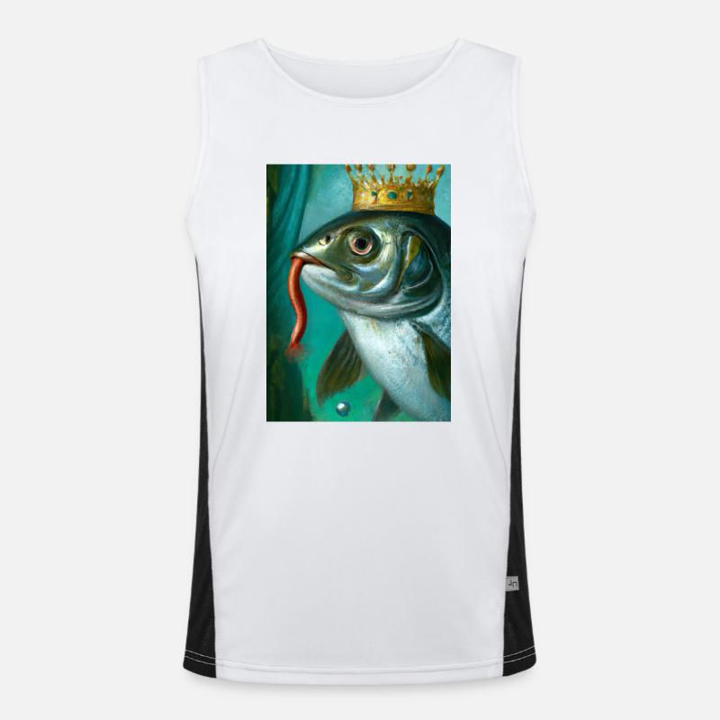 Fisch mit Krone Funktionelles Kontrast-Tank Top für Männer 