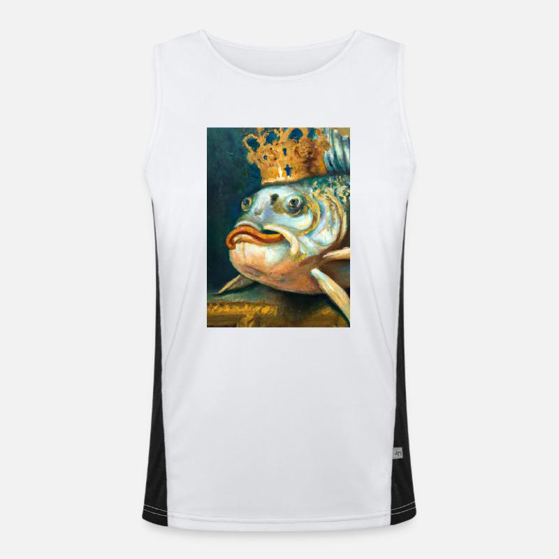 Fisch mit Krone Funktionelles Kontrast-Tank Top für Männer 