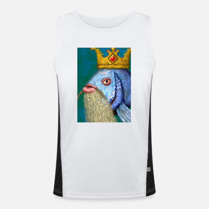 Fisch mit Krone Funktionelles Kontrast-Tank Top für Männer 