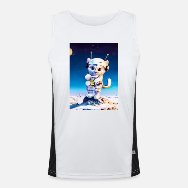 Astronautenkatze Funktionelles Kontrast-Tank Top für Männer 