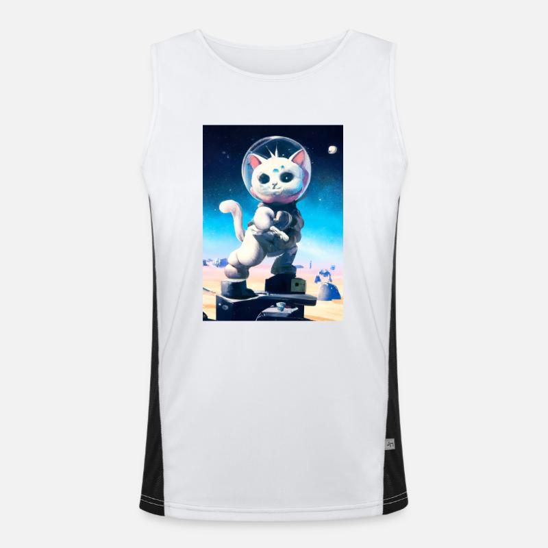 Astronautenkatze Funktionelles Kontrast-Tank Top für Männer 