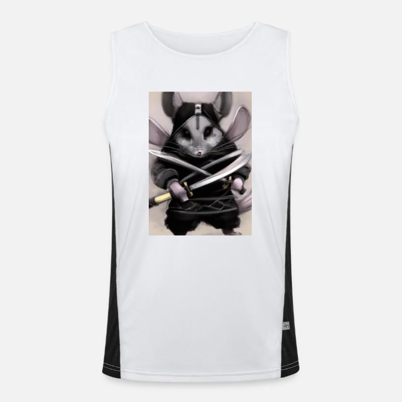 Chinchilla im Ninja-Kostüm Funktionelles Kontrast-Tank Top für Männer 