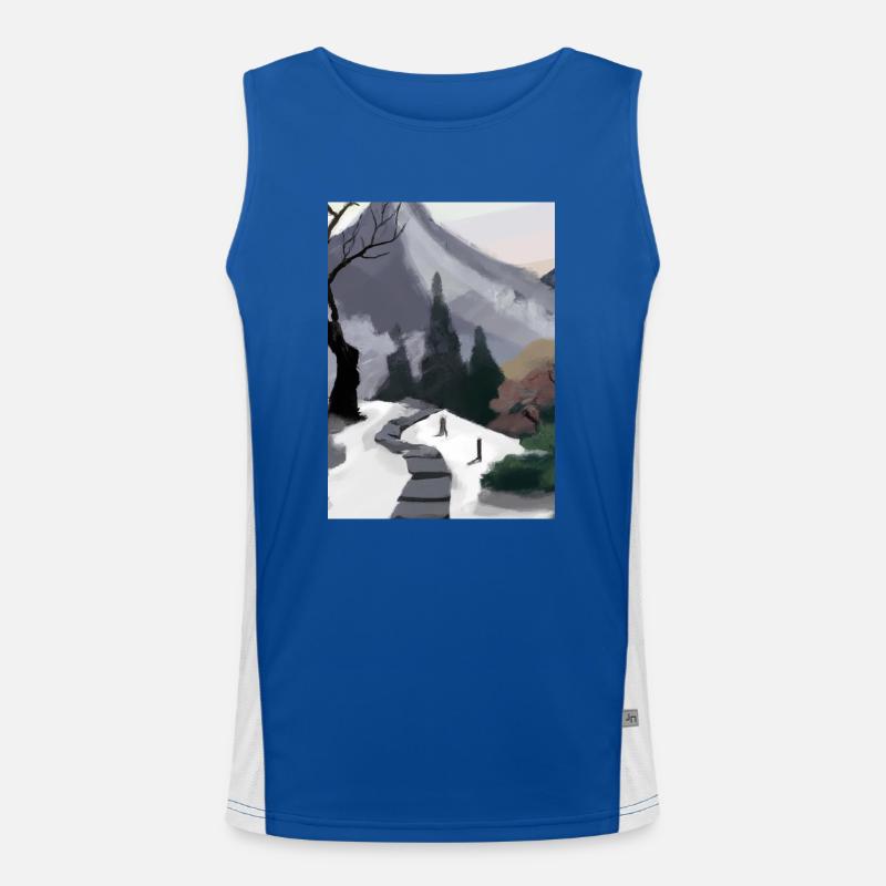 Pfad zu einem Berg Funktionelles Kontrast-Tank Top für Männer 