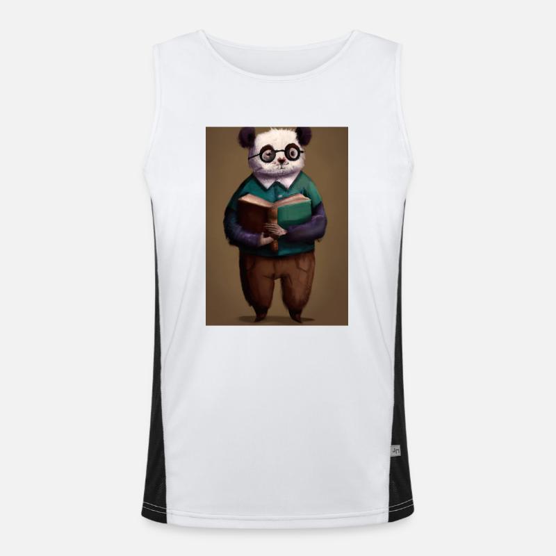 Bibliothekar Panda Funktionelles Kontrast-Tank Top für Männer 