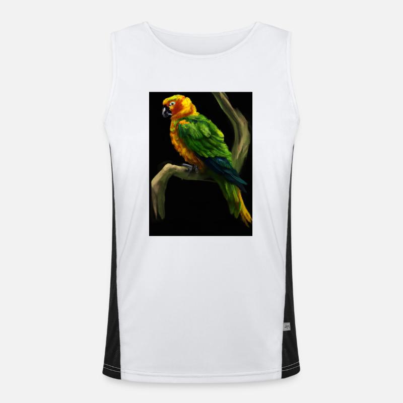 Papagei auf einem Baum Funktionelles Kontrast-Tank Top für Männer 