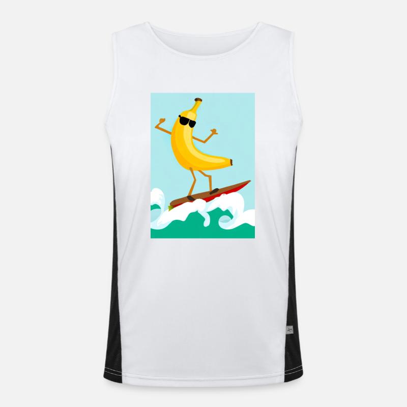 Surfen Banane Funktionelles Kontrast-Tank Top für Männer 
