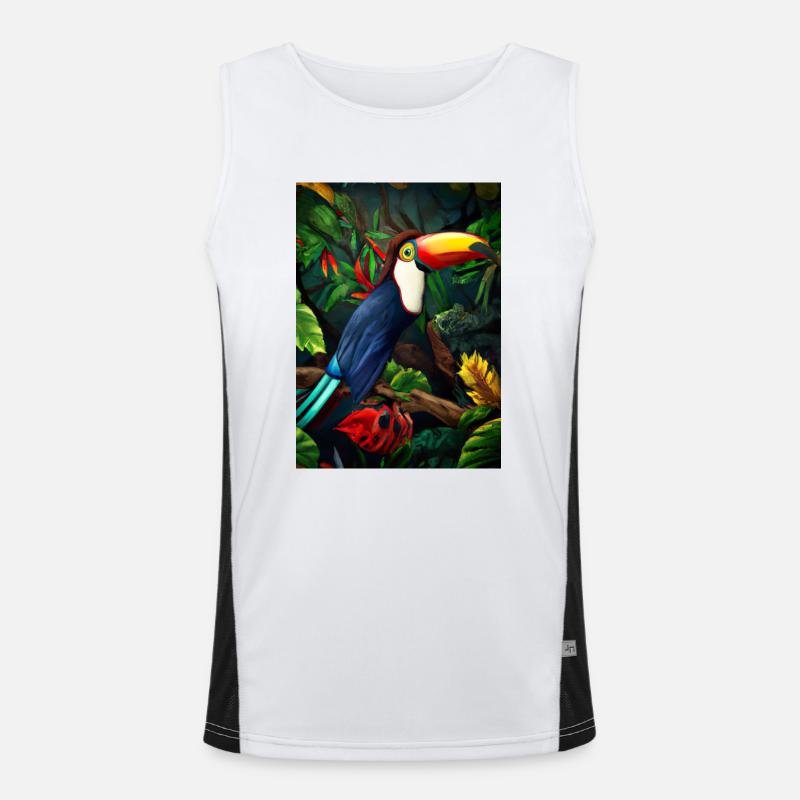 Dschungel-Tukan Funktionelles Kontrast-Tank Top für Männer 