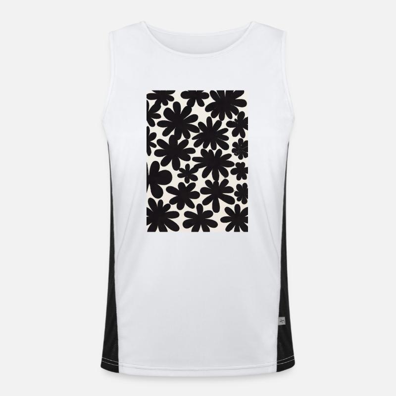 Schwarze Blumen-Muster Funktionelles Kontrast-Tank Top für Männer 
