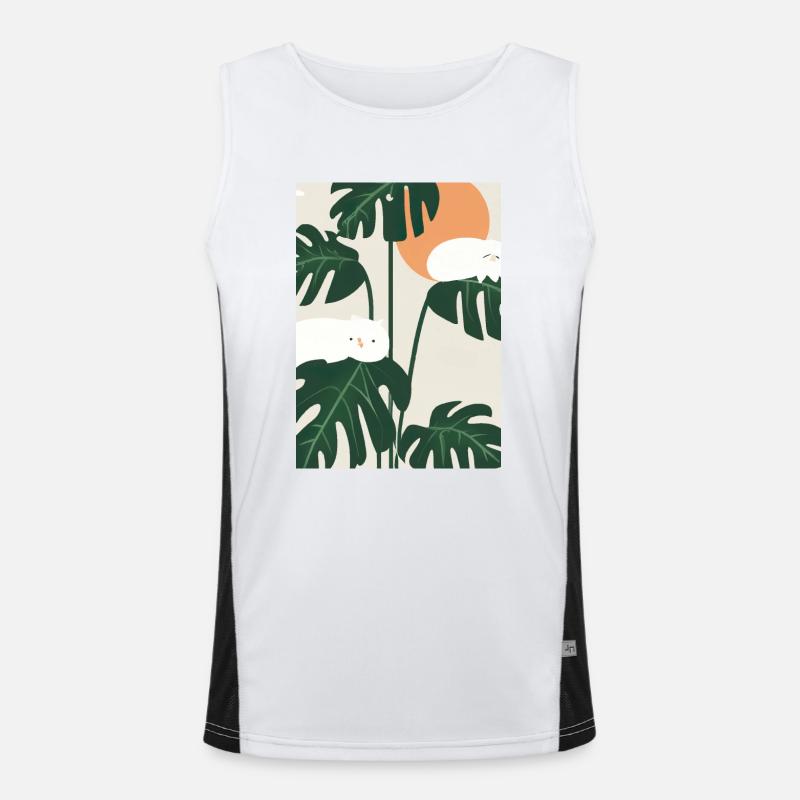 Katzen auf Leafs Funktionelles Kontrast-Tank Top für Männer 