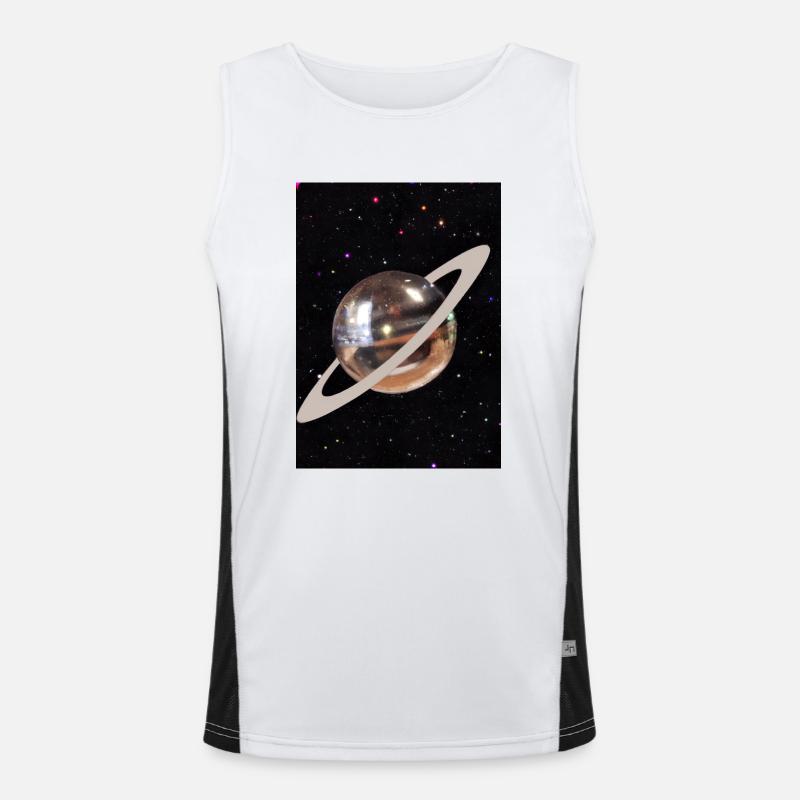 Funky Planet Funktionelles Kontrast-Tank Top für Männer 