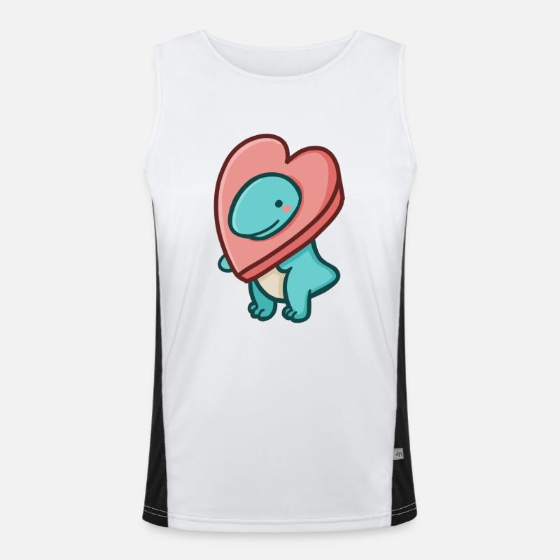 hugadino Herz-T-Rex, Dino, süßer Dinosaurier Funktionelles Kontrast-Tank Top für Männer 