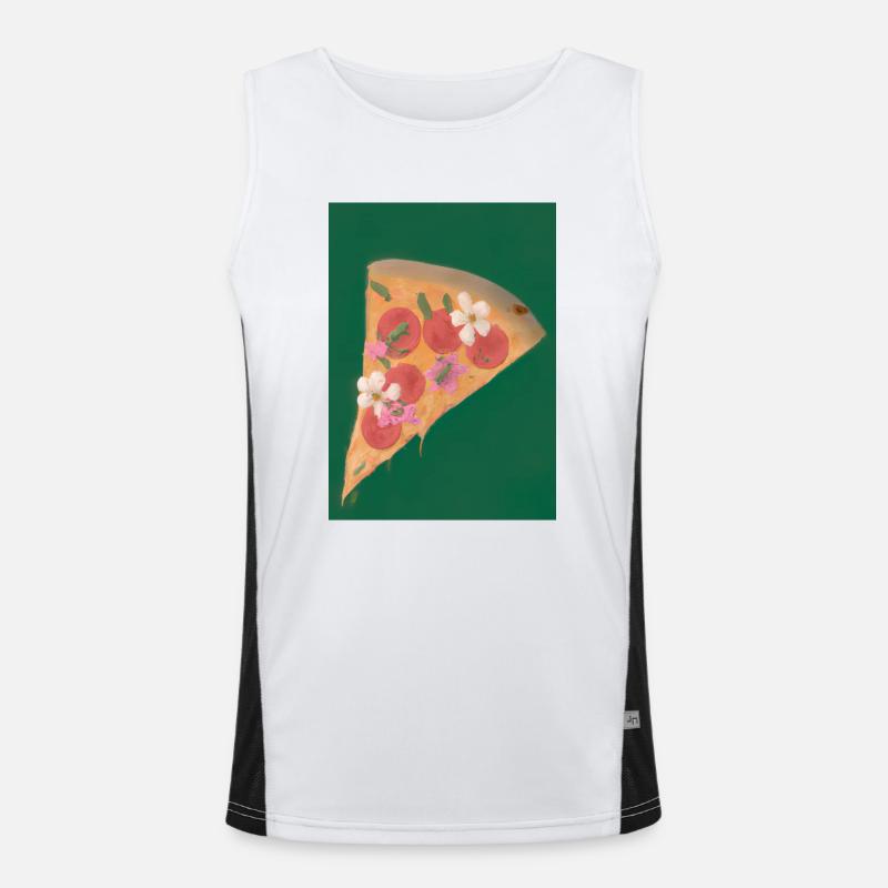 Blümchen-Pizza Funktionelles Kontrast-Tank Top für Männer 