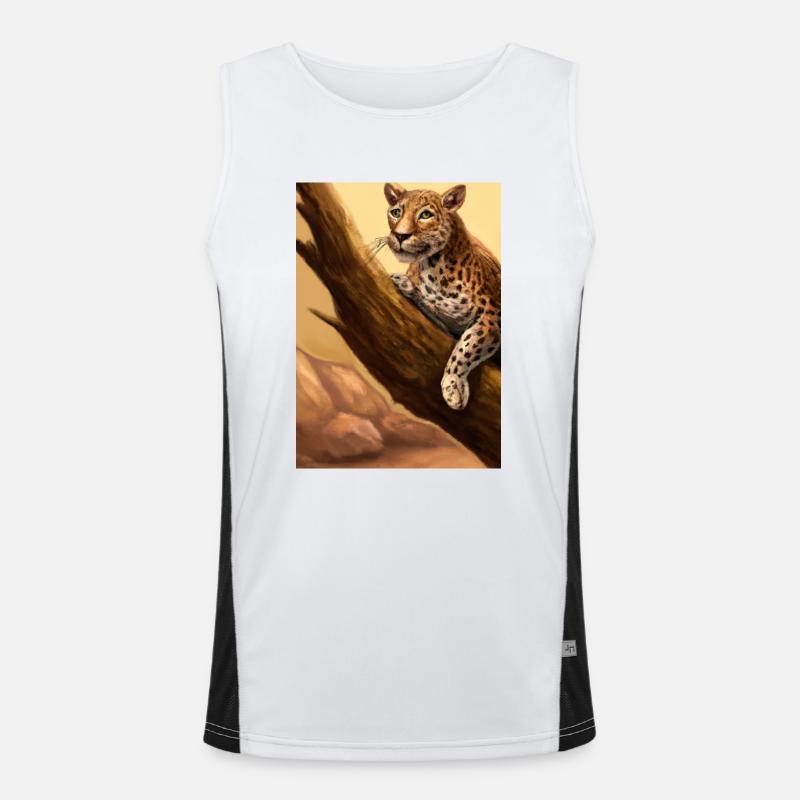 Leopard liegt auf Baum Funktionelles Kontrast-Tank Top für Männer 
