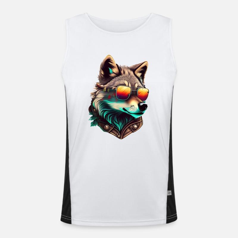 cooler Wolf Funktionelles Kontrast-Tank Top für Männer 