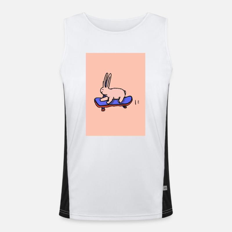 Hase auf einem Skateboard Funktionelles Kontrast-Tank Top für Männer 