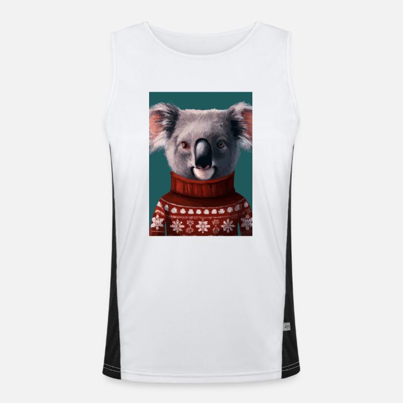 Koala im Weihnachtspullover Funktionelles Kontrast-Tank Top für Männer 