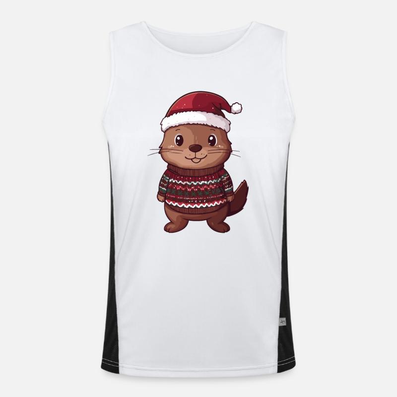 Biber Weihnachten Funktionelles Kontrast-Tank Top für Männer 