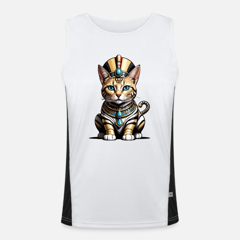 Cat Pharao Katze Ägypten Pyramide Geschenk Funktionelles Kontrast-Tank Top für Männer 