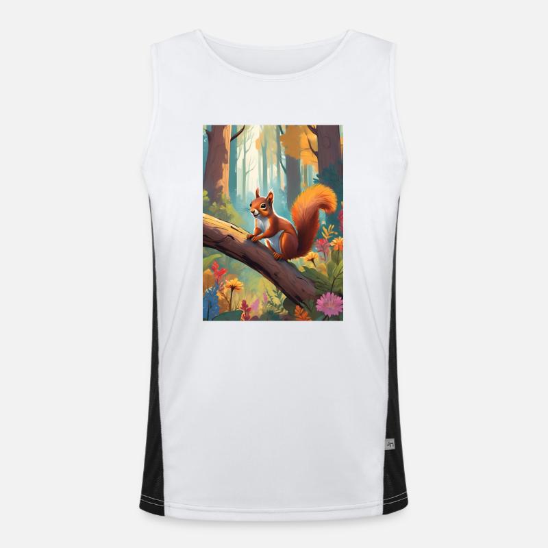 Eichhörnchen im Wald Grün Funktionelles Kontrast-Tank Top für Männer 