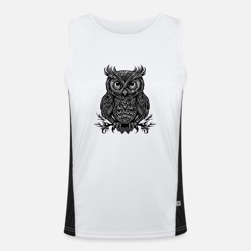 Vintage Eule mit großen Augen Funktionelles Kontrast-Tank Top für Männer 