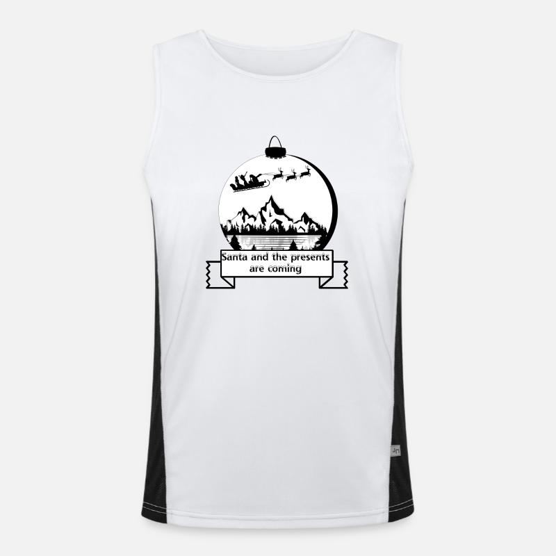Weihnachtsmann mit Weihnachtskugel Funktionelles Kontrast-Tank Top für Männer 